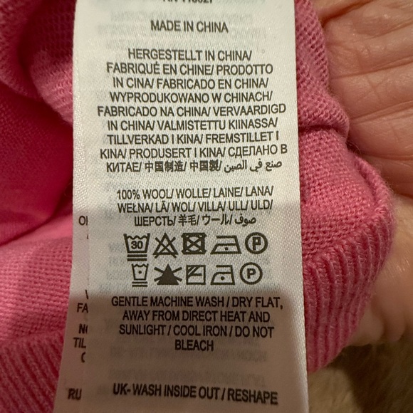 Boden Pink Wool Crew Neck Sweater with puff shoulders - Picture 3 of 5